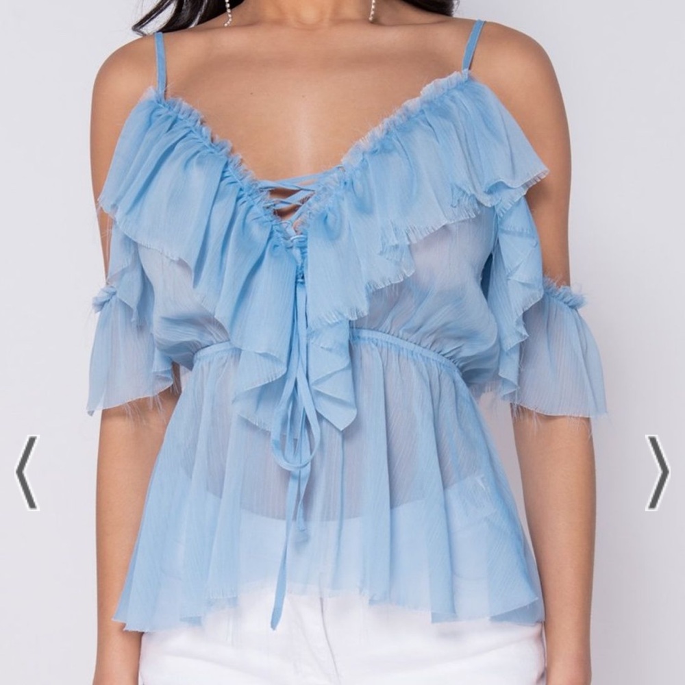 NWT Parisian Sheer Blue Blouse